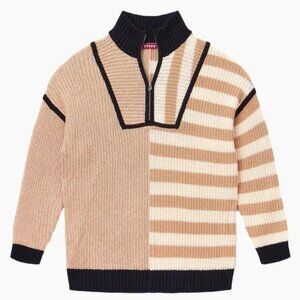 STAUD Hampton Knit Sweater Small Sahara Stripe Camel Beige